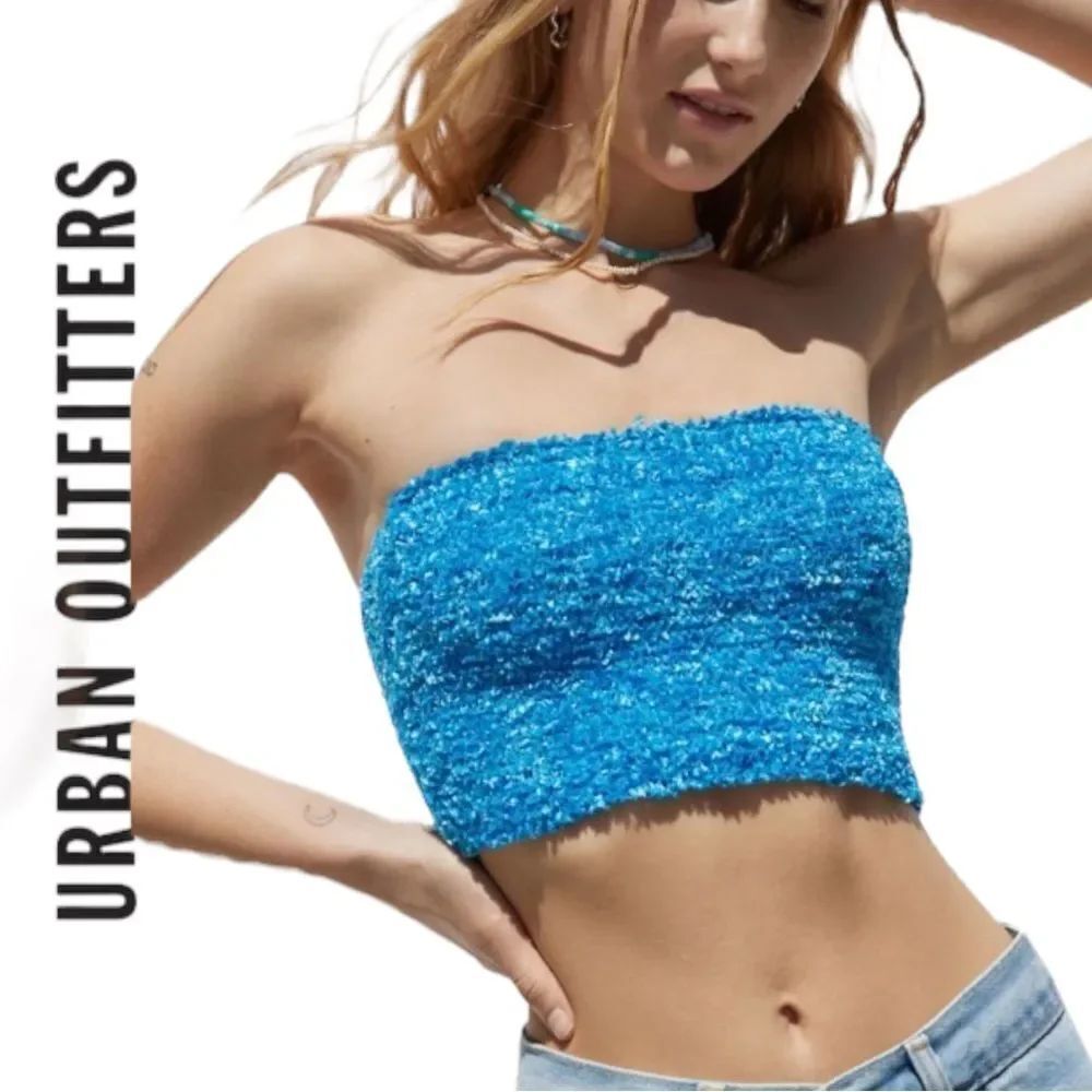 NEW Urban Outfitters UO Confetti  Blue Tube Top L